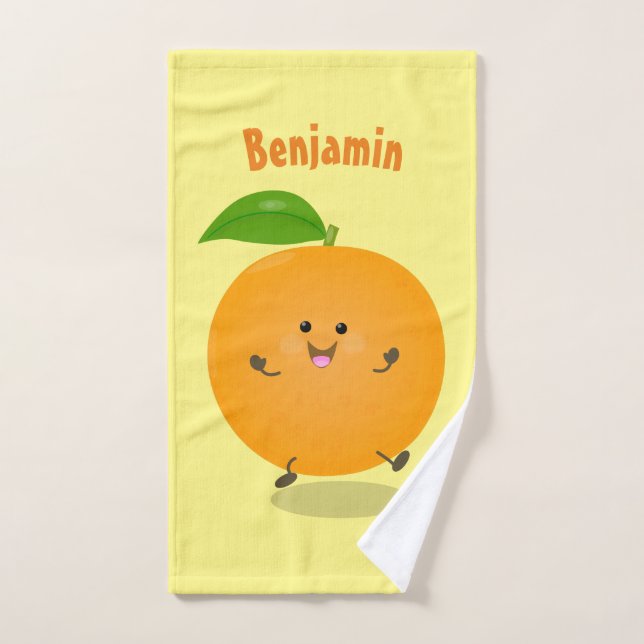 Conjunto De Toalhas Fruta de citrinos de laranja-dança (Toalha de mão)