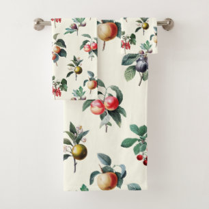 Conjunto De Toalhas Fruta de Vintagem Botânica Doce Colorida em Branco