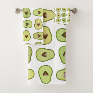 Conjunto De Toalhas Fruta Saudável Coração Abacate Padrão Divertido e