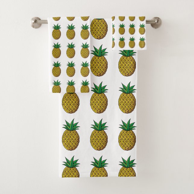 Conjunto De Toalhas Frutas Modernas de Abacaxi em Branco (Insitu)