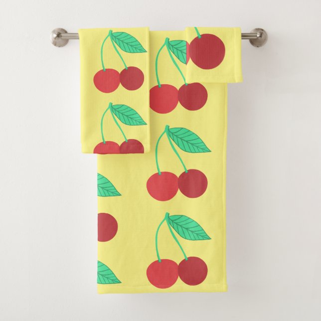 Conjunto De Toalhas Fruticultura Cereja Cheias Amarelo (Insitu)