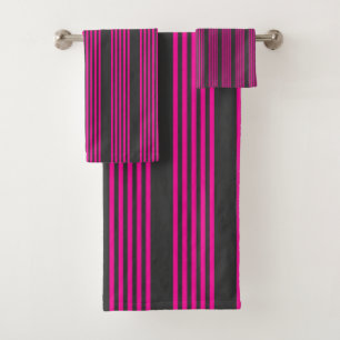 Conjunto De Toalhas Fuchsia e carvão de cinco faixas