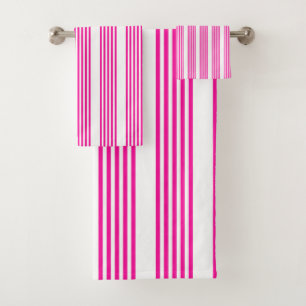 Conjunto De Toalhas Fuchsia e padrão de cinco faixas brancas