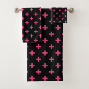 Conjunto De Toalhas Fuchsia polka cruza preto