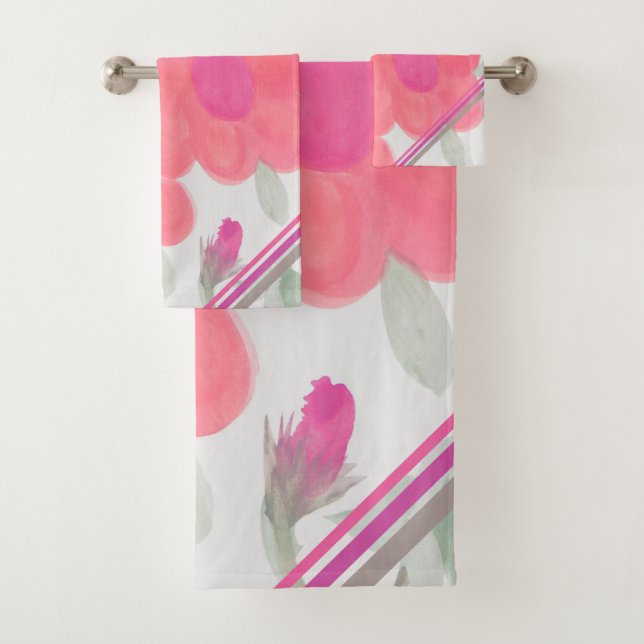 Conjunto De Toalhas Fuchsia Rosa E Verde (Insitu)