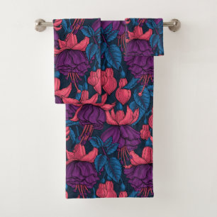 Conjunto De Toalhas Fúcsia em azul e roxo