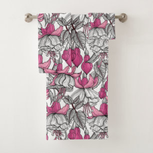 Conjunto De Toalhas Fúcsia em branco e rosa