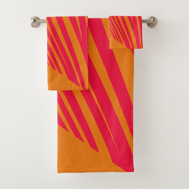 Conjunto De Toalhas Fúcsia geométrica da laranja-zebra (Insitu)