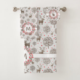 Conjunto De Toalhas Fumaça Reerna Branca Padrão Aquarela Monograma