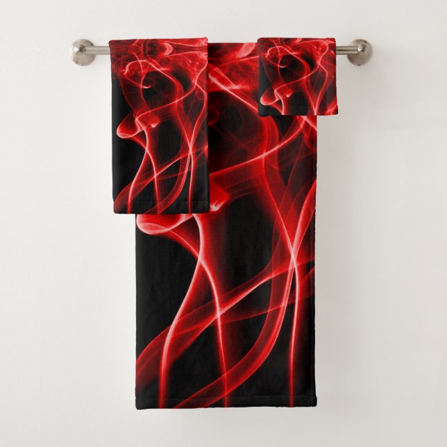 Conjunto De Toalhas Fumaça Vermelha Simétrica Minimalista Preta (Insitu)