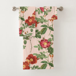 Conjunto De Toalhas Fundo da faixa rosa Rosas vitoriana