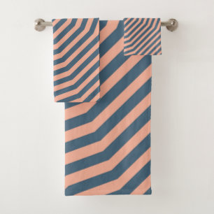 Conjunto De Toalhas Fundo de faixas diagonais simétricas 10
