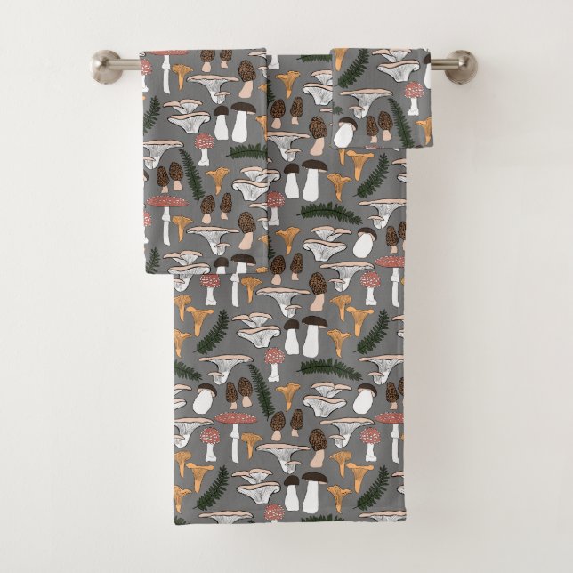 Conjunto De Toalhas Fungi Mushroom Fern Pattern (Insitu)