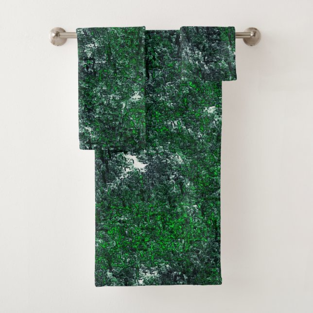 Conjunto De Toalhas Fungos verdes em latidos de árvores ou cinzas esbr (Insitu)