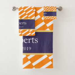 Conjunto De Toalhas Funky Orange Pattern Family Name e Year Modern