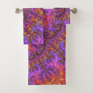 Conjunto De Toalhas Funky Trippy Colorido Vibrante Espiral Fractal