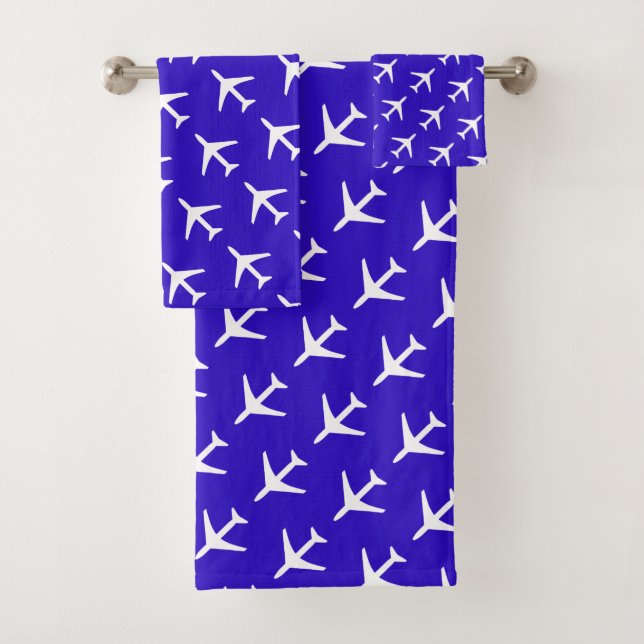 Conjunto De Toalhas Funky White Plane Blue Background Aviation (Insitu)