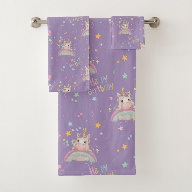 Conjunto De Toalhas Funny Birthday Unicorn (Insitu)