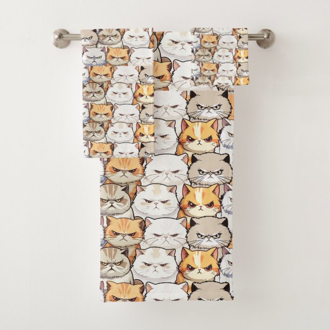 Conjunto De Toalhas Funny Colorful Moody Cats Kitten Padrão (Insitu)