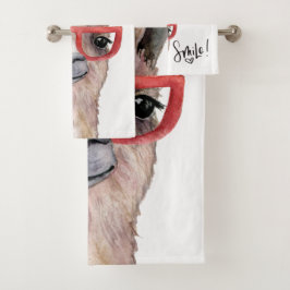 Conjunto De Toalhas Funny Watercolor Llama