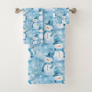 Conjunto De Toalhas Gado de Neve e Flocos de Neve, Azul e Gelado