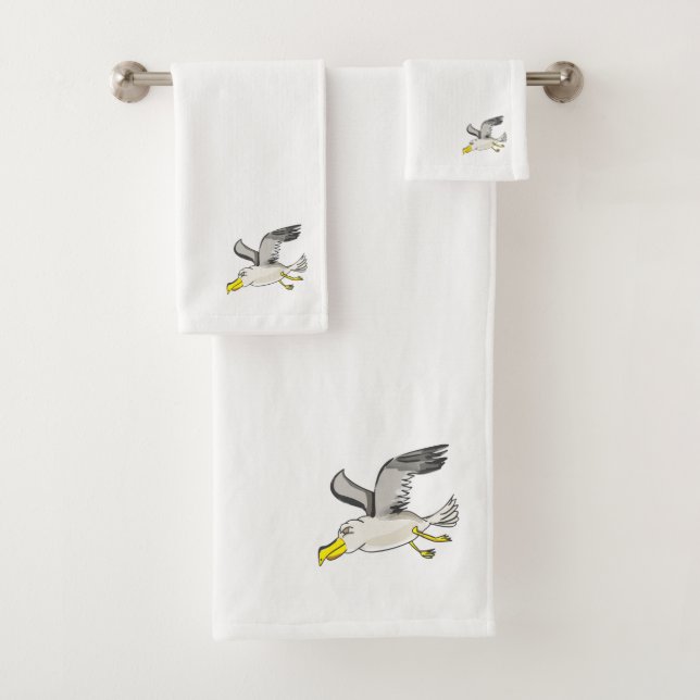 Conjunto De Toalhas Gaivota de cartoon voando sobre a cabeça (Insitu)