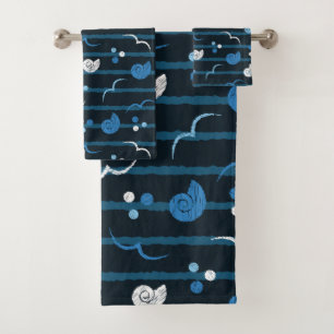 Conjunto De Toalhas Gaivotas, conchas, design do mar