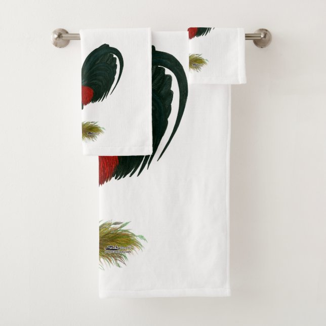 Conjunto De Toalhas Galo de Briga Americano:  Vermelho Castanho (Insitu)