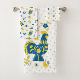 Conjunto De Toalhas Galo Rooster Dalecarliano Sueco