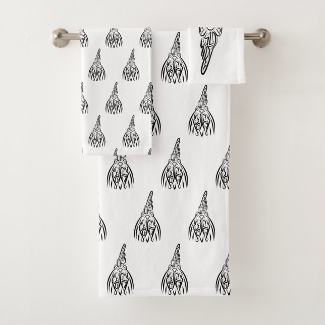 Conjunto De Toalhas Galo Tribal Negro e Branco (Insitu)