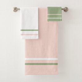 Conjunto De Toalhas Gamas brancas cor-de-rosa Stripes Geométricas