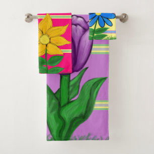 Conjunto De Toalhas Gamas Geométricas Tulip Daisy Girassol