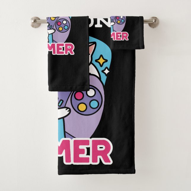 Conjunto De Toalhas Gamer Design - Purr On Gamer Joystick Art (Insitu)