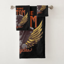 Conjunto De Toalhas Garagem Personalizada de Eagle Wings Biker