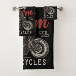 Conjunto De Toalhas Garagem Personalizada do Biker Cruiser de Motocicl