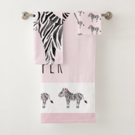 Conjunto De Toalhas Garota rosa, zebra Safari Baby Kids