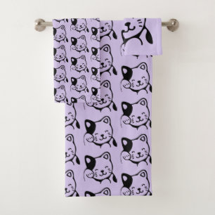 Conjunto De Toalhas Gatinho branco e preto acenando, padre