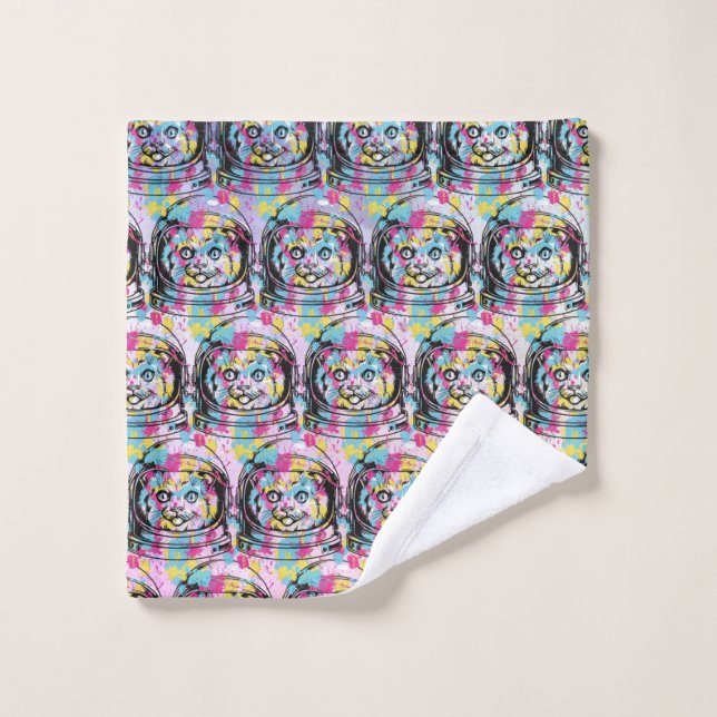 Conjunto De Toalhas Gato Astronauta (Pano de lavar)