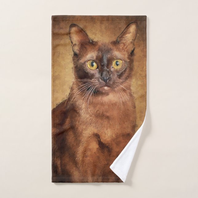 Conjunto De Toalhas Gato birmanês marrom (Toalha de mão)