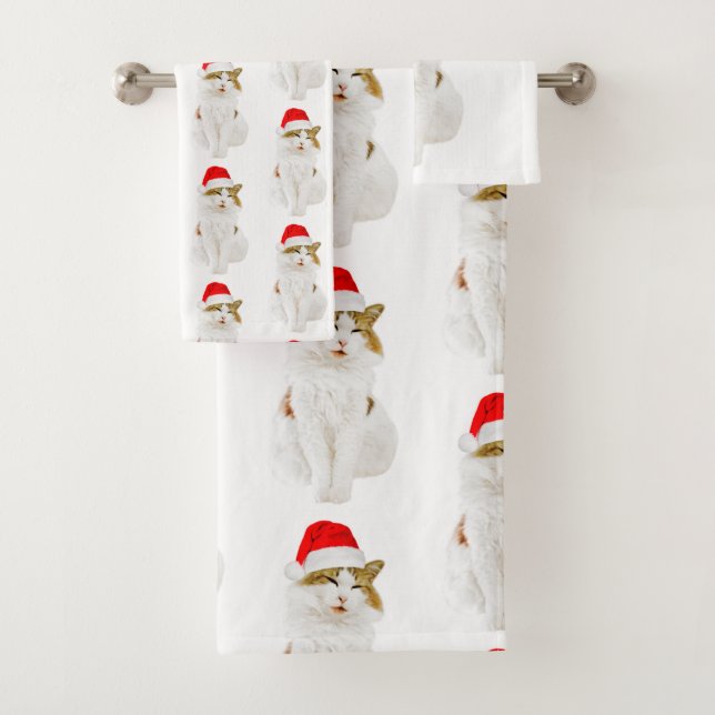 Conjunto De Toalhas Gato com Papai noel (Insitu)