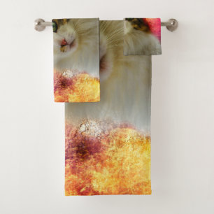Conjunto De Toalhas Gato de Calico Cento Adorável