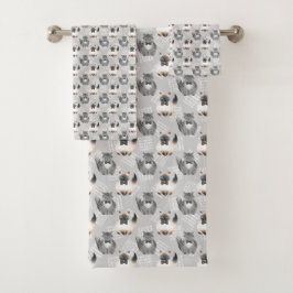 Conjunto De Toalhas Gato-de-coleira-branca amante Bath Towel Set