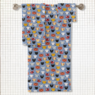 Conjunto De Toalhas Gato Gatinho Engraçado Engraçado Roda Padrões A