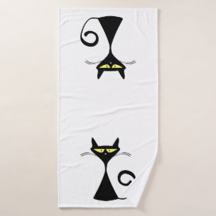 Conjunto De Toalhas Gato moderno preto com olhos amarelos