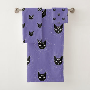 Conjunto De Toalhas Gato Negro Celestial