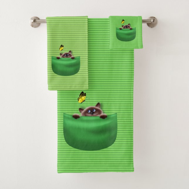 Conjunto De Toalhas Gato no bolso (Insitu)
