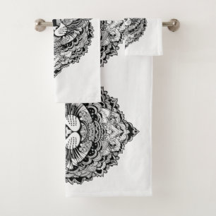 Conjunto De Toalhas Gato Ornamental Monograma Personalizado