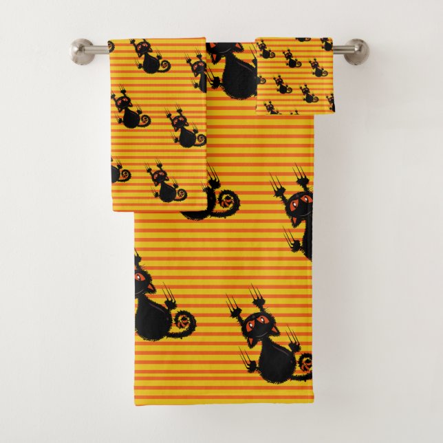 Conjunto De Toalhas Gato preto bonito (Insitu)