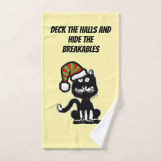 Conjunto De Toalhas Gato Preto Engraçado Humor de Feriado Gato Festivo