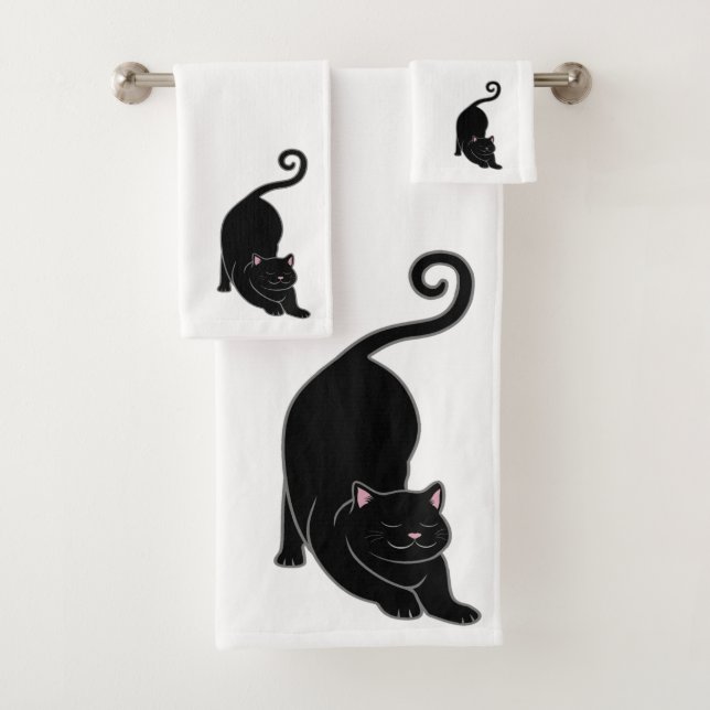 Conjunto De Toalhas Gato Virado para Baixo em Branco (Insitu)